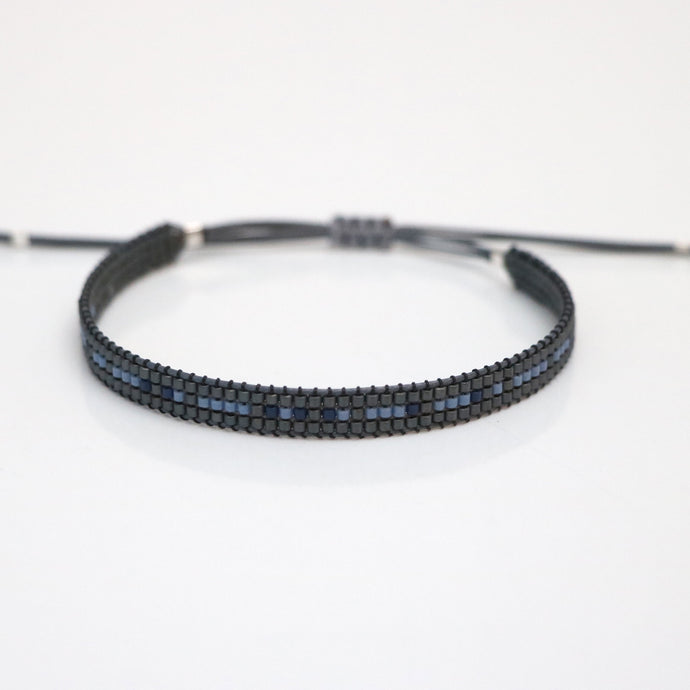 grey with blue morse code bracelet