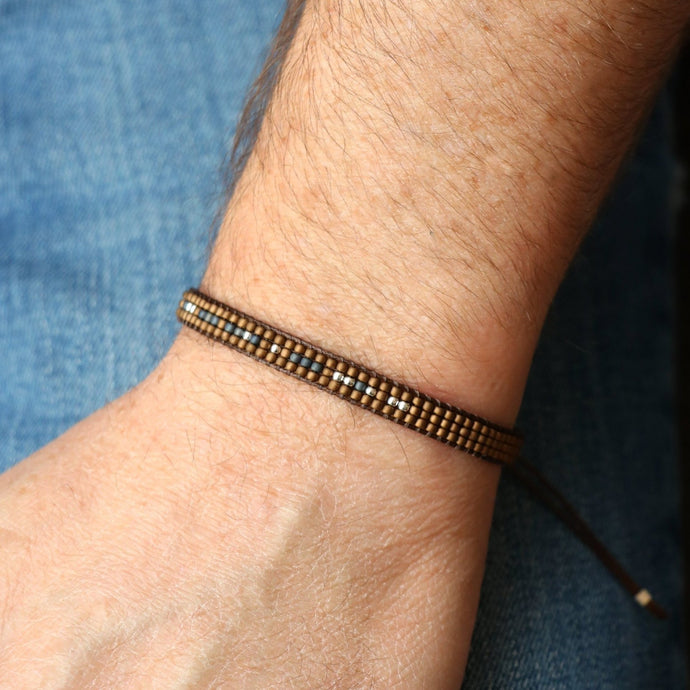 Men's Morse Code Bracelet on a hand